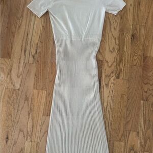 SHEIN Cream Ribbed Midi Dress